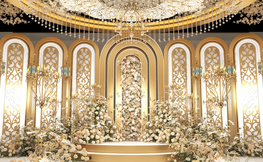 南充香槟色调婚礼堂效果展示
